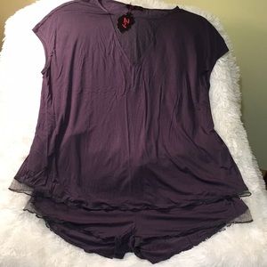 Soft Gray Lacy PJ Shorts set